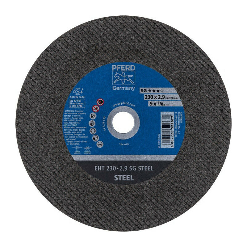 foto del prodotto pferd disco da taglio sg steel d230x2,9 mm diritto sta trapano 22,23 mm per 25 