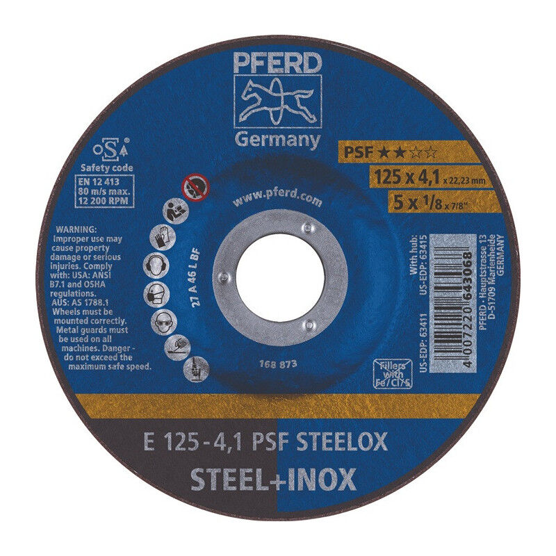 foto del prodotto pferd disque abrasif d125xs4,1mm serti. foret psf steelox.22,23mm cheval par 10 