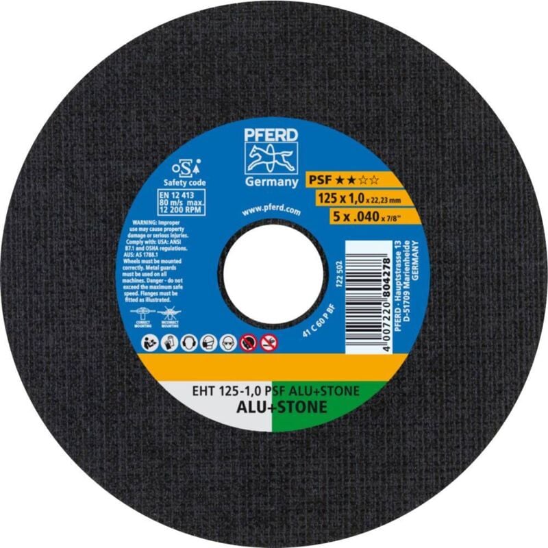 foto del prodotto pferd psf alu stone 61819015 disco di taglio dritto 125 mm 10 pz. alluminio, metalli non ferrosi