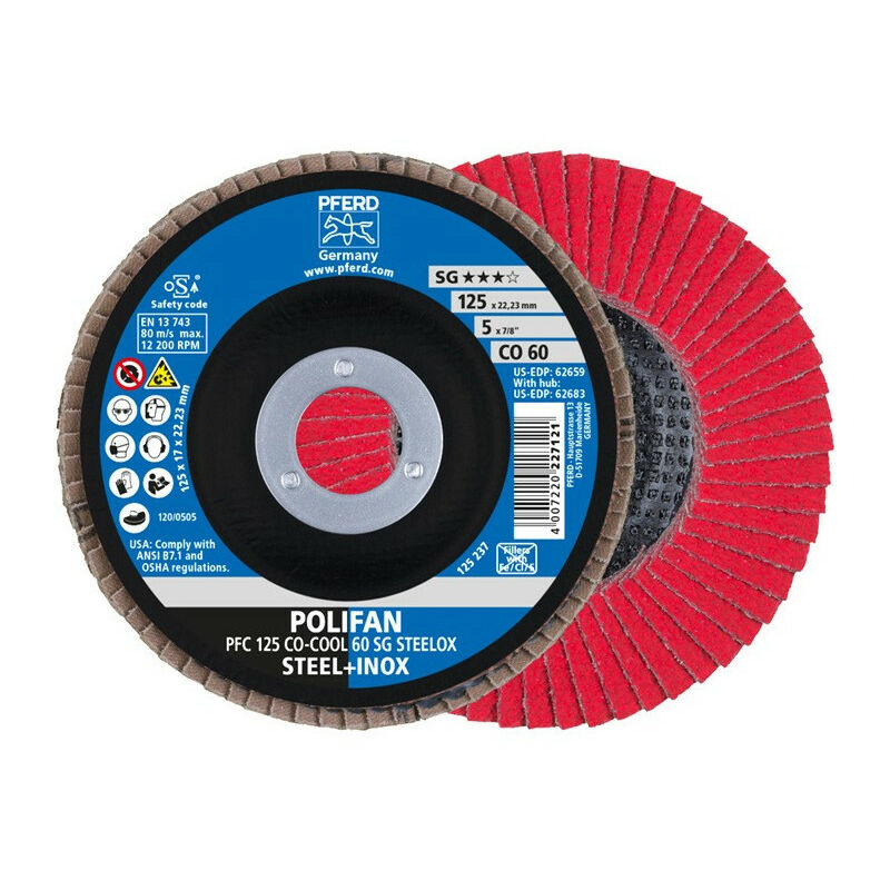 foto del prodotto pferd rondella dentellata polifan co cool sg steelox d.125mm k.60 con.inox co per 10 
