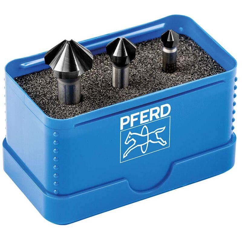 foto del prodotto pferd set di 3 frese coniche hss 90 , 6,3 16,5 mm, din 335 c, hicoat 25202158 per svasare viti a 90 