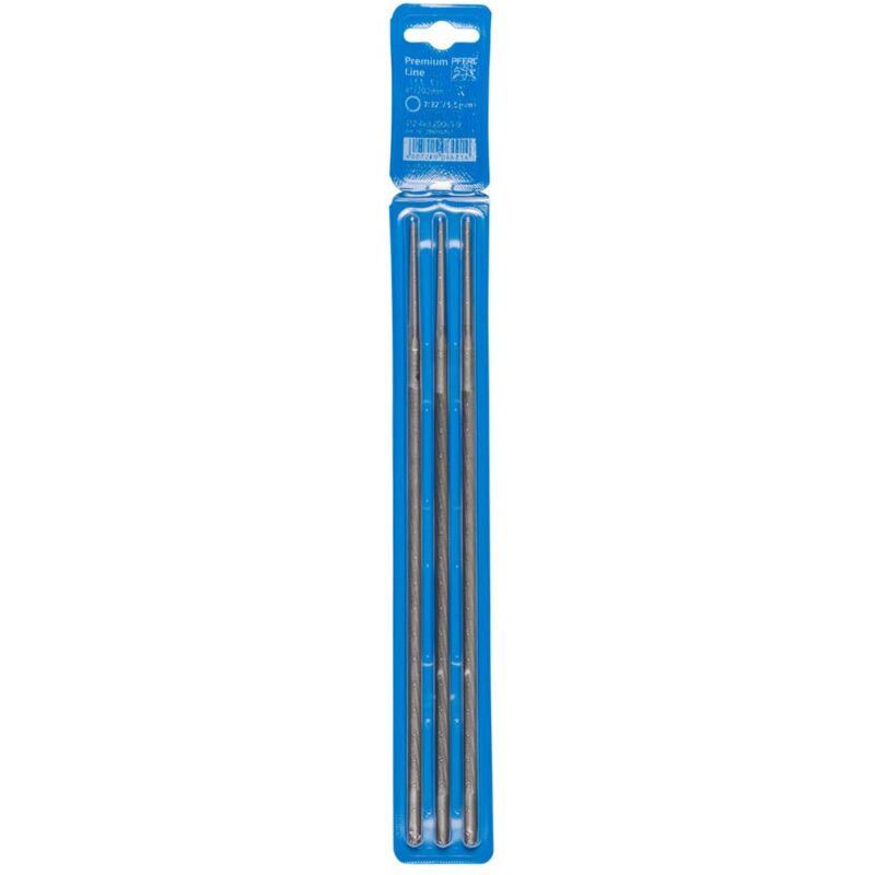 foto del prodotto pferd set di 3 lime rotonde per motosega, 200 mm x 5,5 mm, taglio a spirale, linea premium, in sacchetto di plastica, per affilatura manuale di