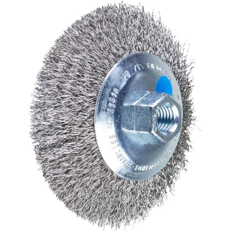 foto del prodotto pferd spazzola conica non affilata kbu 115 x 10 mm m14 filo in acciaio inox 0,35 per smerigliatrice angolare 433160