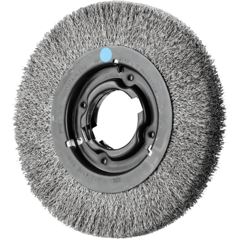 foto del prodotto pferd spazzola rotonda larga, non zopft rbu 200 x 25 mm, foro variabile, filo in acciaio inox 0,30 per smerigliatri