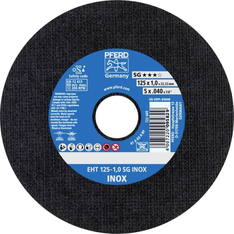 foto del prodotto pferd tools eht 125 1,0 sg inox 61341116 disco di taglio dritto 125 mm 25 pz. acciaio inox