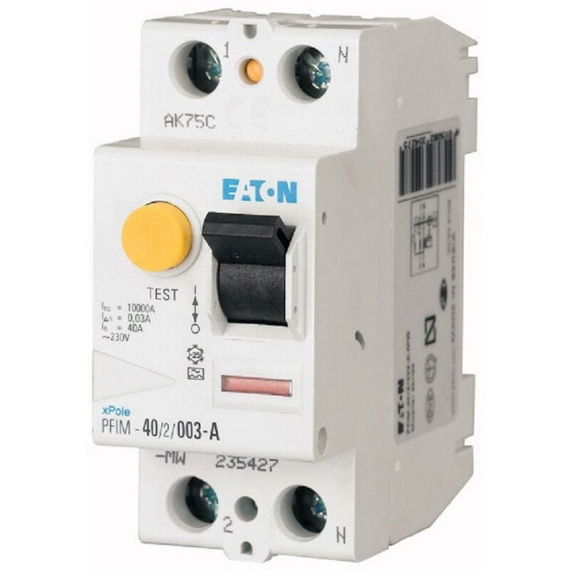foto del prodotto pfim 25 2 03 interruttore differenziale puro 2p 300ma 0,3a 235392 eaton