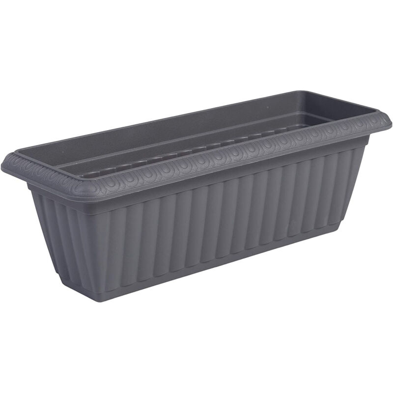 foto del prodotto pflanztopf slim bertopf mit wasserablauf reservierungssystem f r die gartenarbeit slim planter relief 500, grau iris ohyama