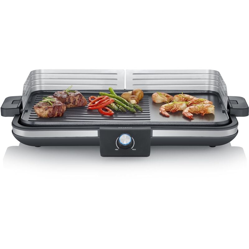 foto del prodotto pg 8564 barbecue plancha per carne, pesce e verdura, barbecue da tavolo da 2300w pronto a grigliare in pochi minuti, grill antiaderente con
