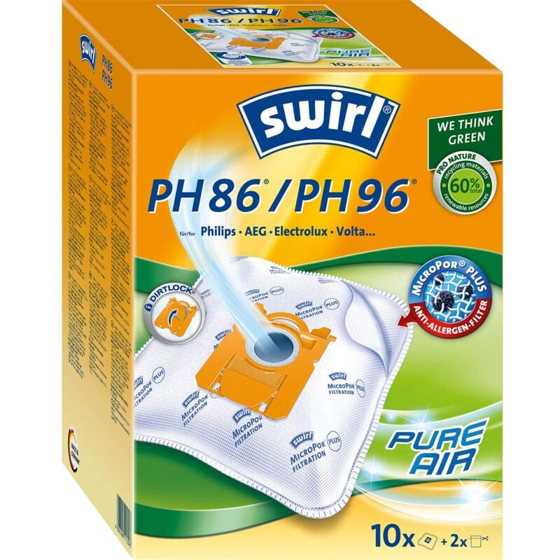 foto del prodotto ph 86 sacchetti per aspirapolvere phillips 10 pezzi swirl