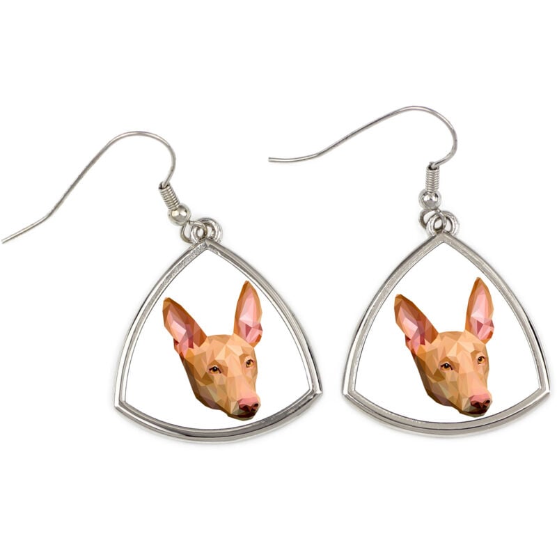 foto del prodotto pharaoh hound, maltese greyhound - orecchini con foto e scritta geometrica cane art-dog