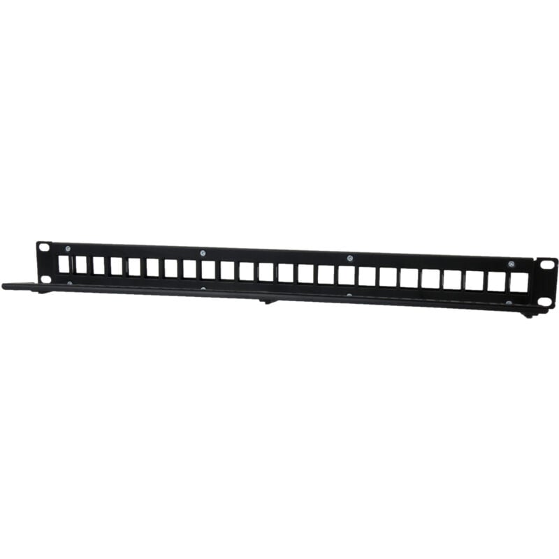foto del prodotto phasak pannello frontale 19 1u per connettori keystone 24 con organizzatore di cavi utp, montabile a rack, nero, robusto e di facile installazione