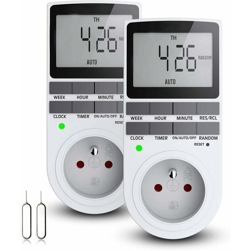 foto del prodotto phasat presa digitale programmabile, timer digitale giornaliero settimanale, programmatore di prese con display lcd e modalit casuale antifurto,