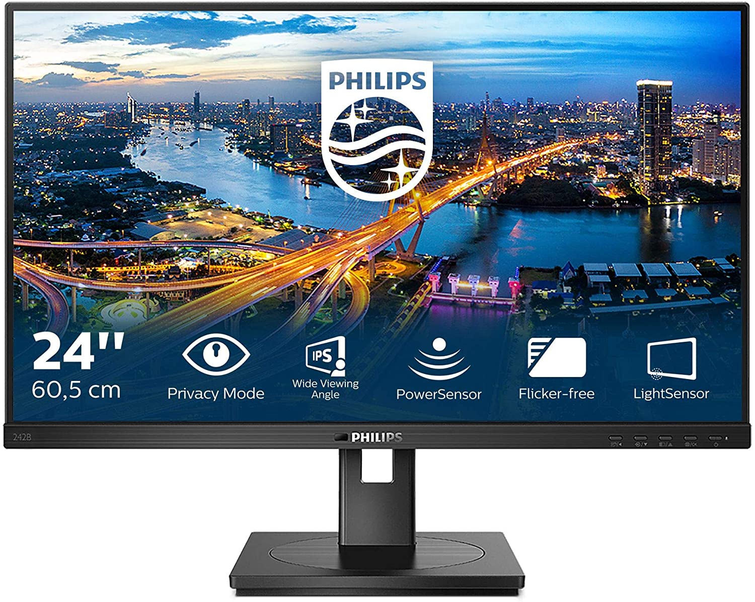 foto del prodotto philips b line 242b1v 00 led display 60,5 cm 23.8 1920 x 1080 pixel full hd nero