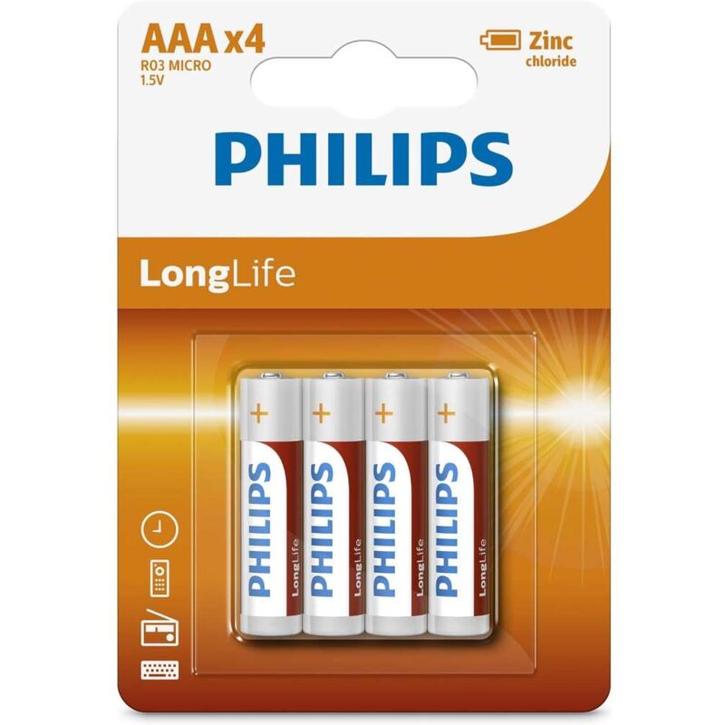 foto del prodotto philips batterie ministilo aaa longlife 4 pezzi
