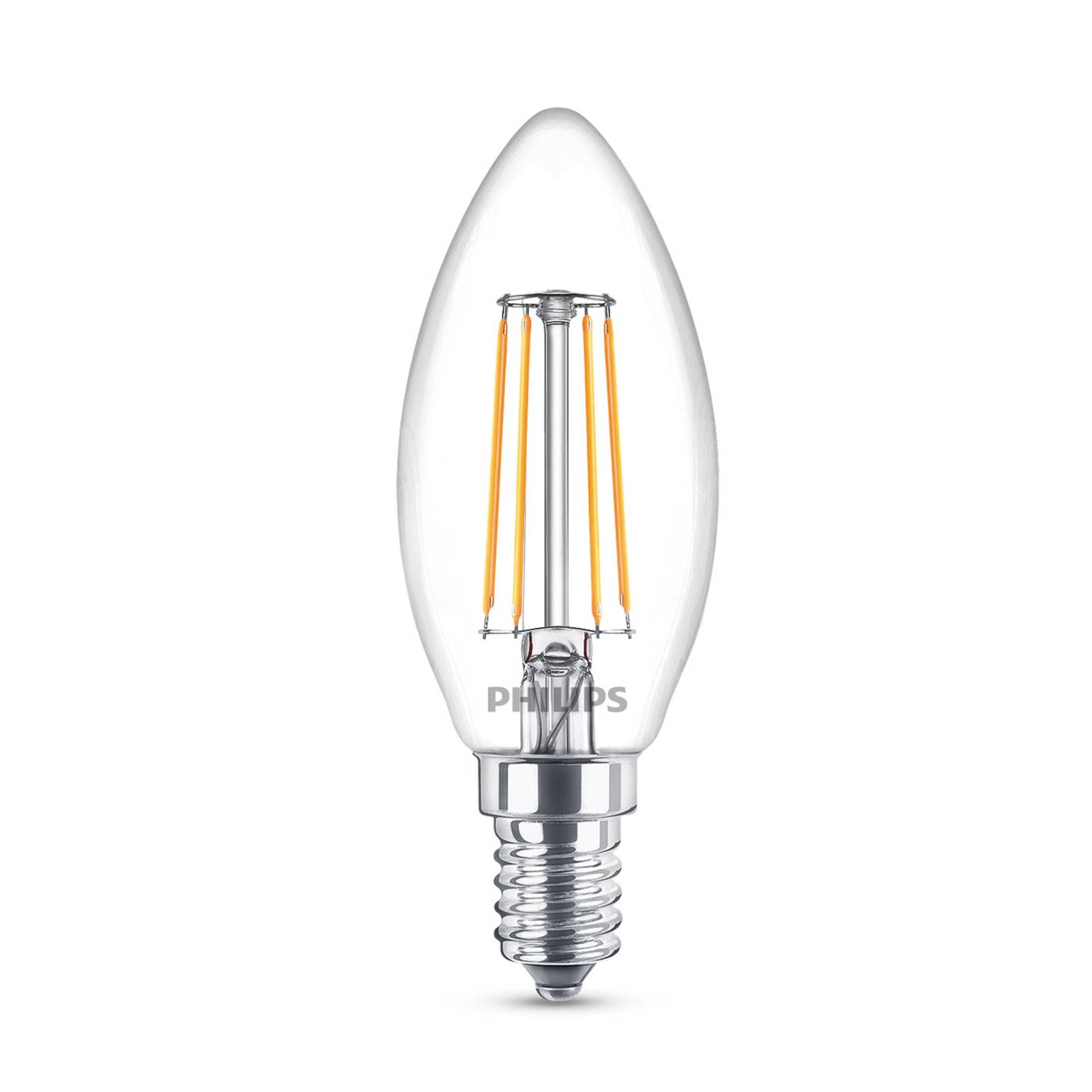 foto del prodotto philips classic lampadina led e14 b35 4,3w trasparente 4.000k
