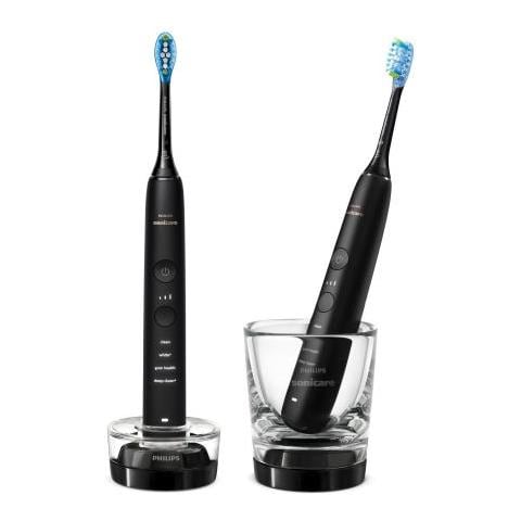 foto del prodotto philips diamondclean 9000 sonicare spazzolini elettrici sonici con app, confezione da 2 spazzolini neri hx9914 54