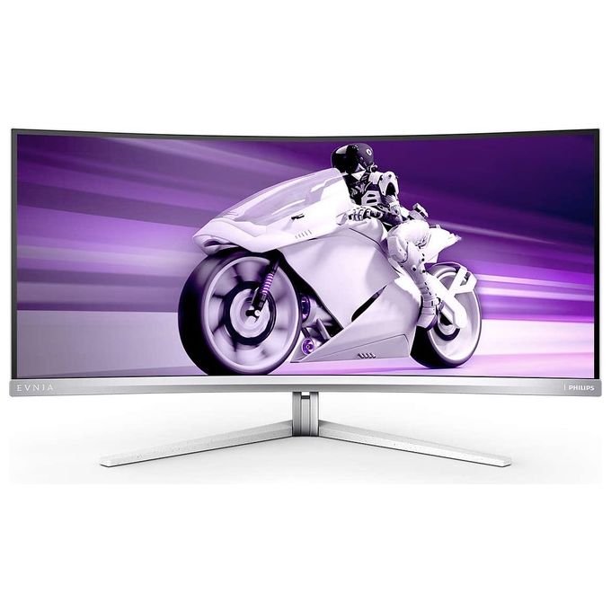 foto del prodotto philips evnia 34m2c8600 monitor da gioco curvo wqhd da 34 pollici, 175 hz, ambiglow, hdr400, freesync premium pro, g sync comp. 3440x1440, 0,1 ms gtg, hdmi, displayport, usb c, hub usb grigio bianco