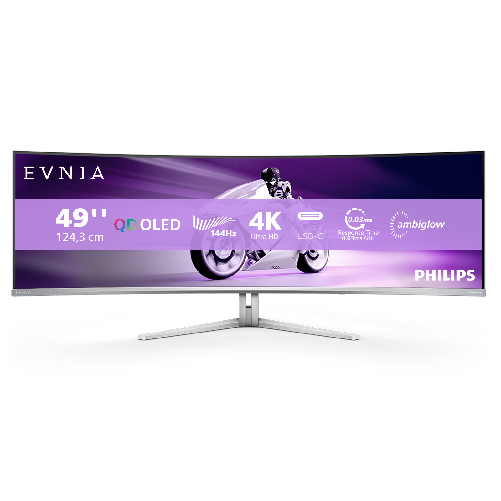 foto del prodotto philips evnia 8000 49m2c8900l 00 monitor pc 124,2 cm 48.9 5120 x 1440 pixel dual qhd qd oled bianco