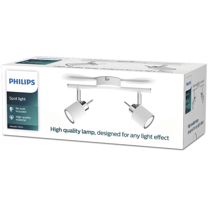 foto del prodotto philips faretto 2 luci meranti in metallo attacco gu10 ip20 bianco 46531200