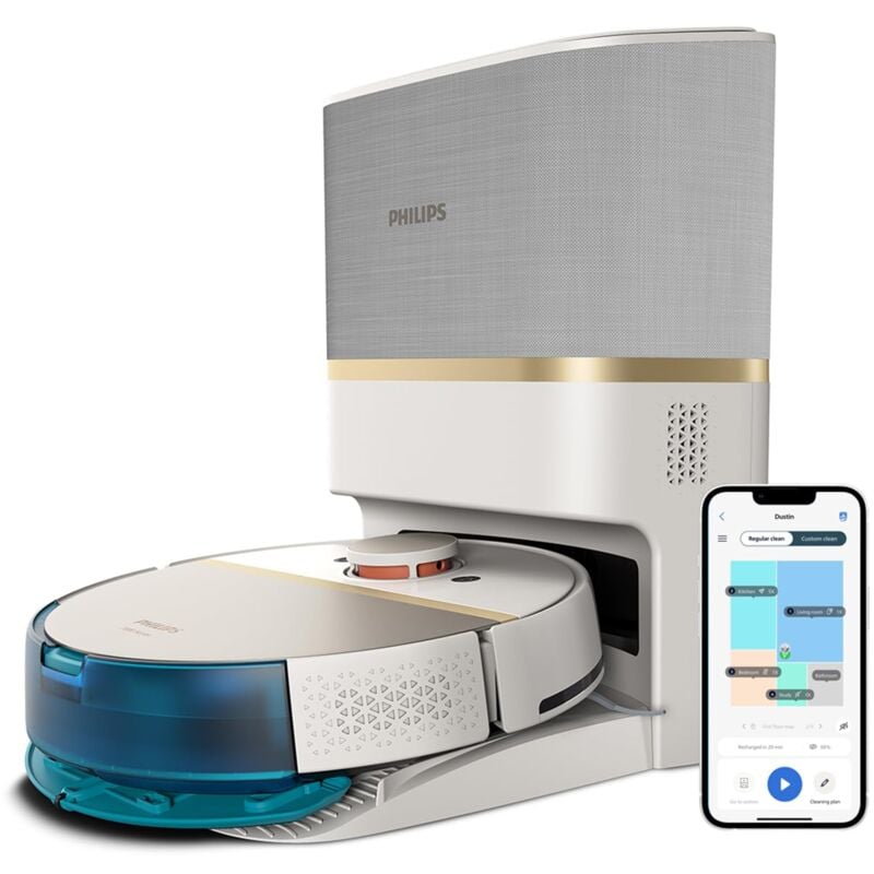 foto del prodotto philips homerun serie 7000 robot aspirapolvere e lavapavimenti con mappatura, alta potenza asp.ne 5000 pa , ril.to piccoli ostacoli, con stazione,