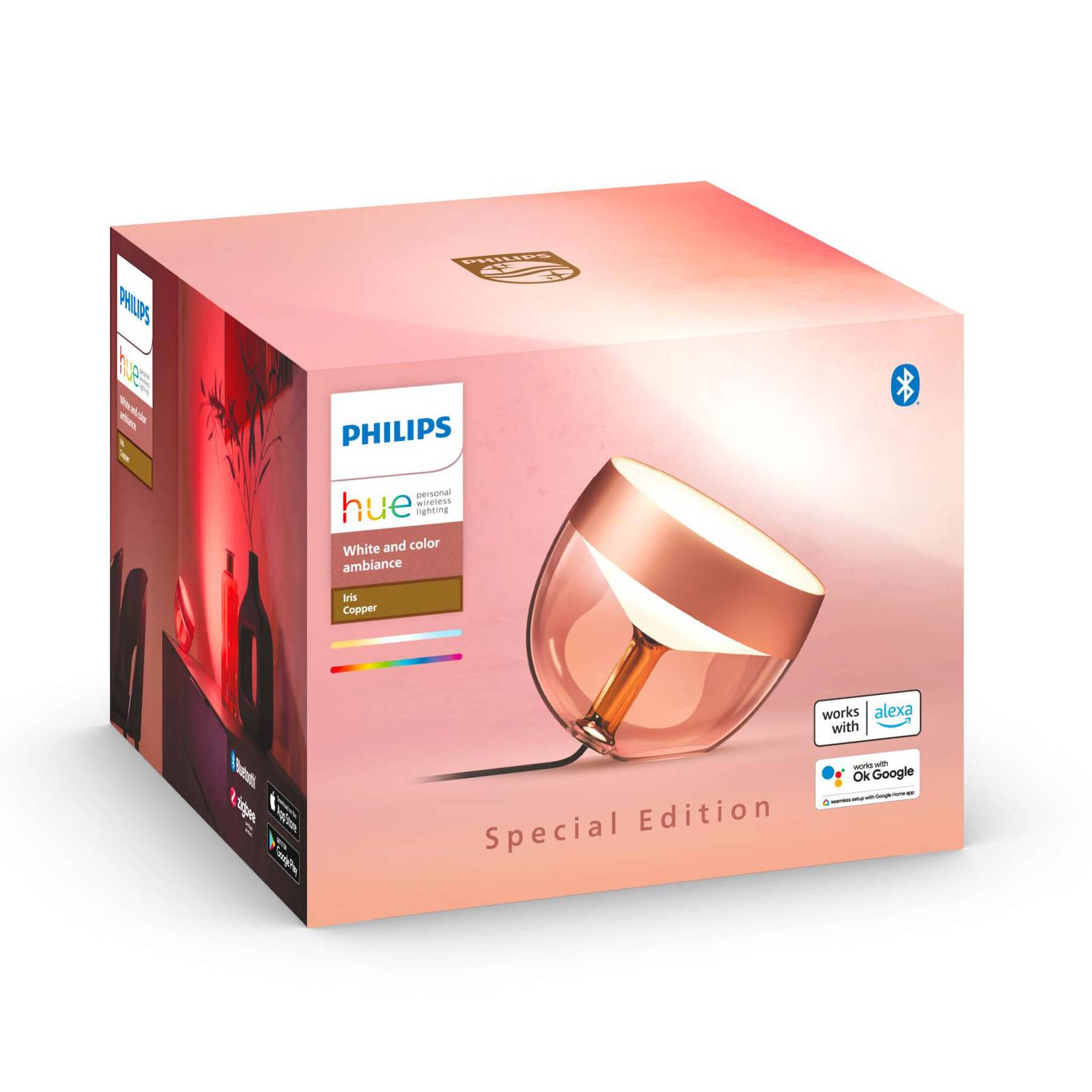 foto del prodotto philips hue iris waca lampada led da tavolo, rame