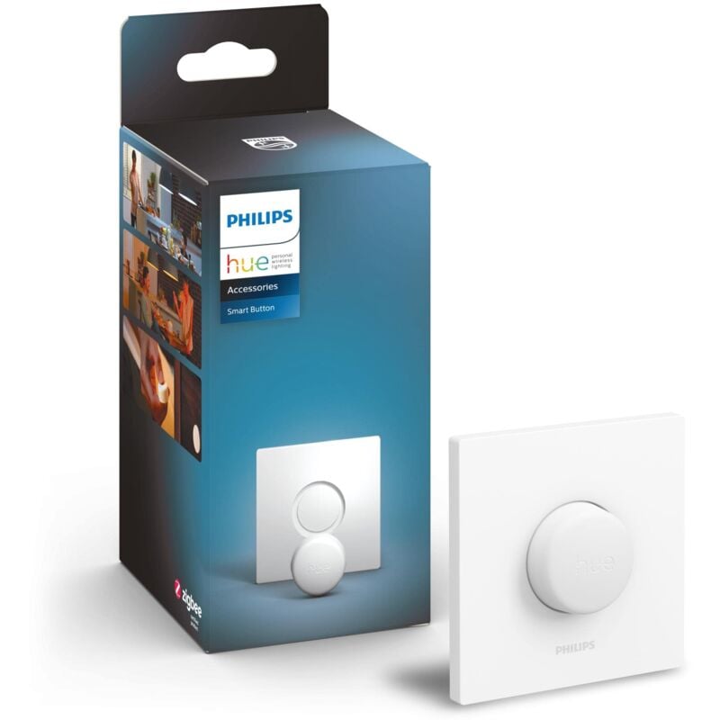 foto del prodotto philips hue smart button, telecomando per controllo delle luci smart hue, bluetooh, bianco