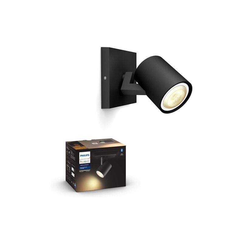 foto del prodotto philips hue white ambiance faretto smart runner, lampadina hue smart led gu10 inclusa, bluetooh, 5.5 w, nero classe di efficienza energetica a 