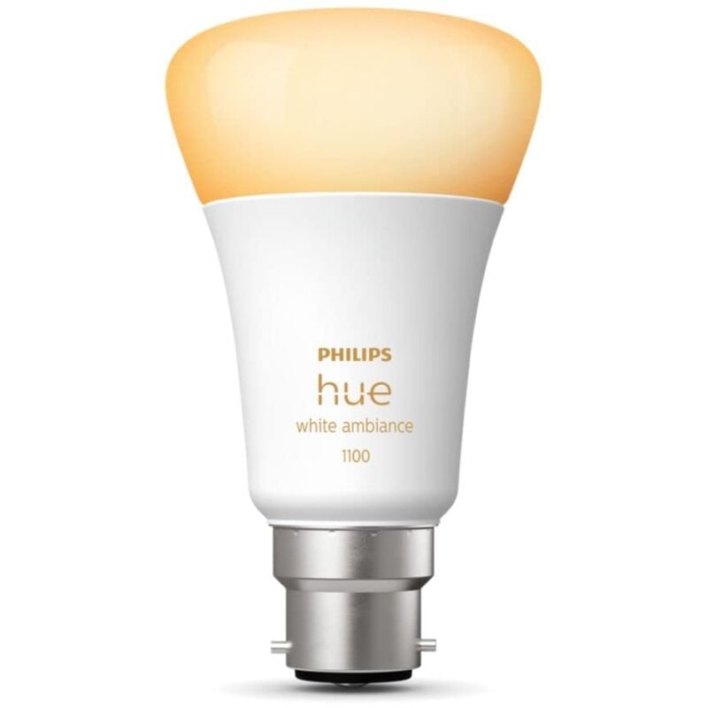 foto del prodotto philips hue white ambiance lampadina led smart, attacco a baionetta b22, luce bianca da calda a fredda, dimmerabile, 15.5w