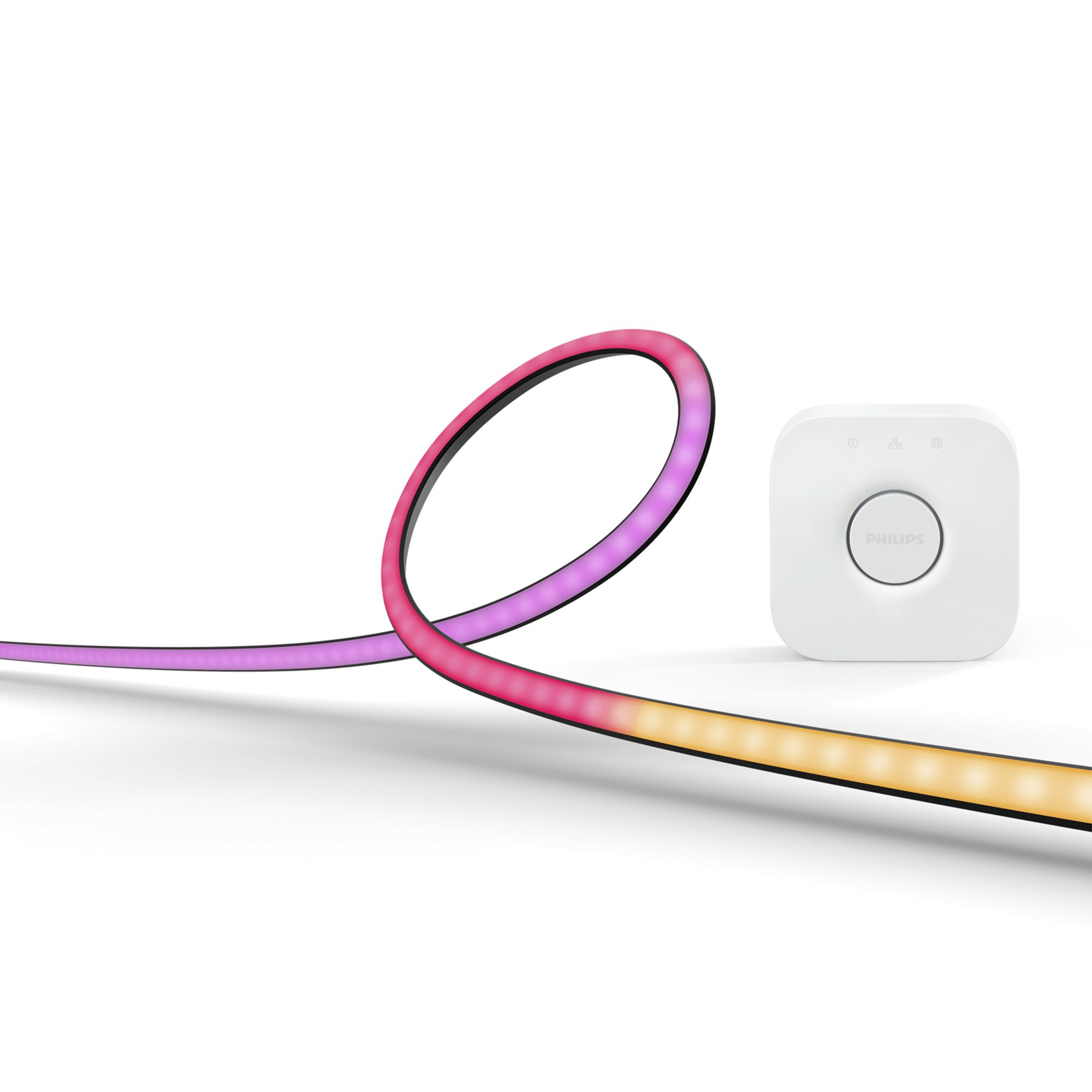 foto del prodotto philips hue white and color ambiance lightstrip gradient per pc 32 34 starter kit hue bridge