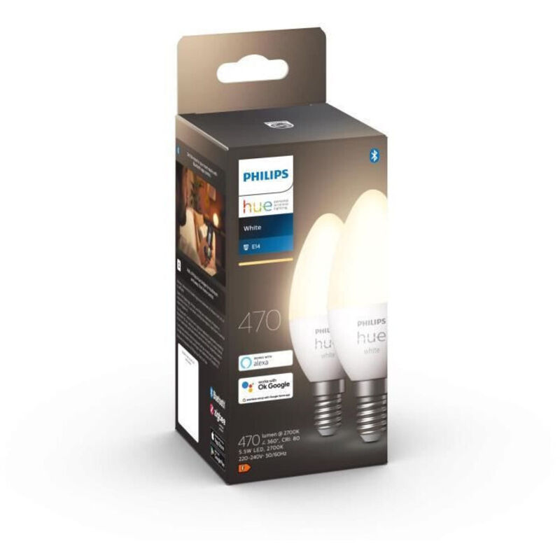 foto del prodotto philips hue white lampadine led connesse e14 compatibile bluetooth confezione da 2