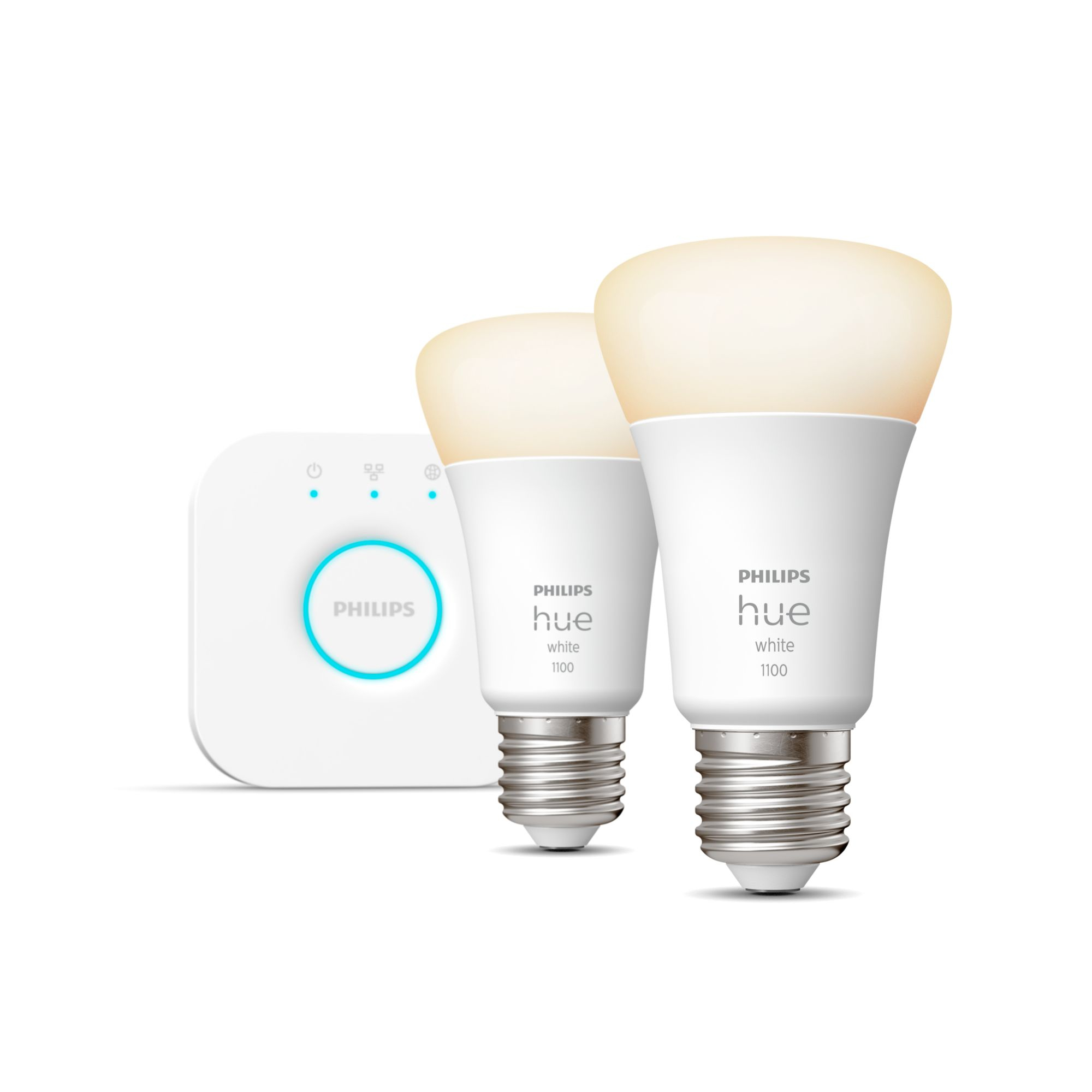 foto del prodotto philips hue white starter kit bridge 2 lampadine smart e27 75w