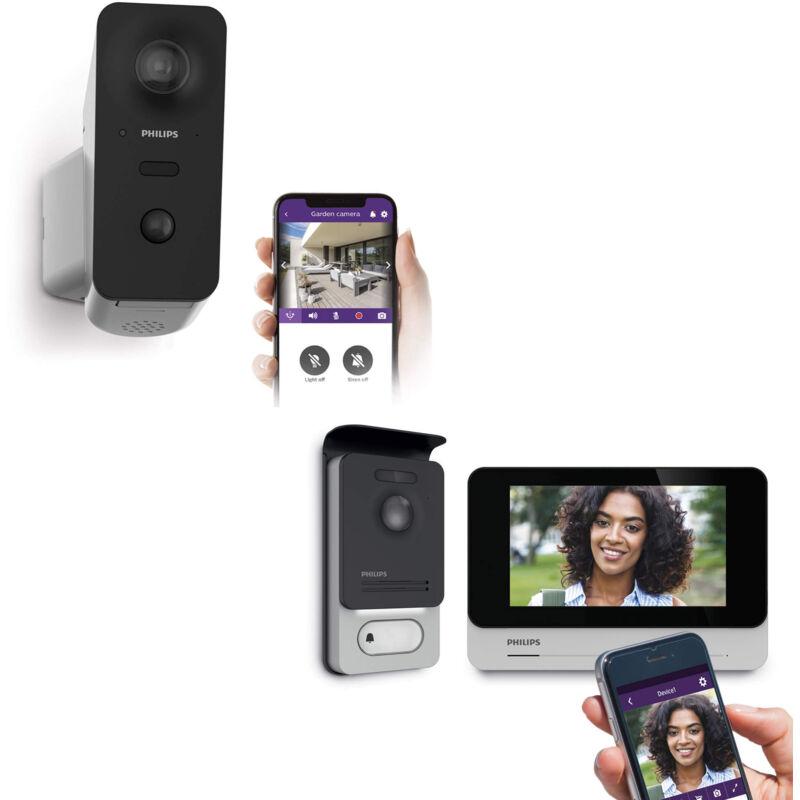 foto del prodotto philips kit di telecamere da esterno motorizzate connesse wifi view videocitofono connesso wifi connect 2