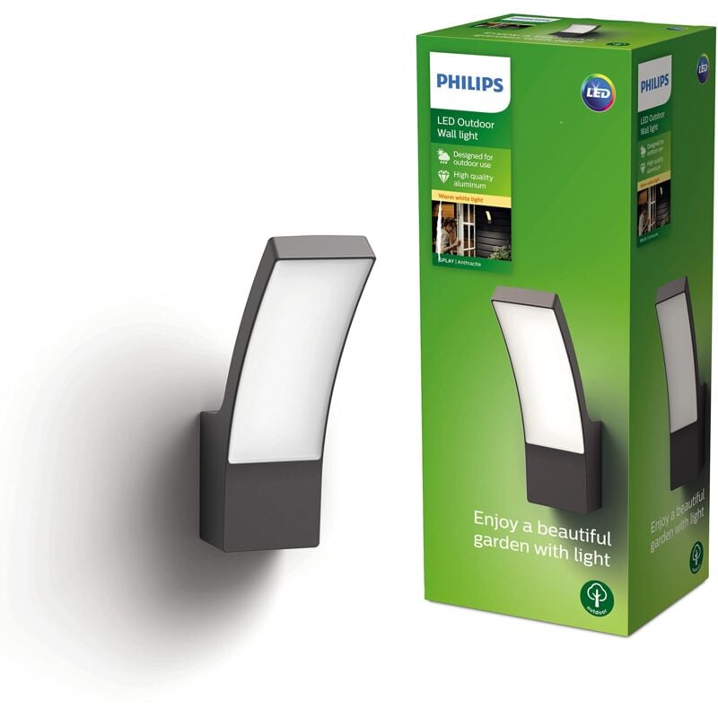 foto del prodotto philips lampada led da parete, per esterni, grado di protezione ip44, luce bianca calda 2700k, antracite
