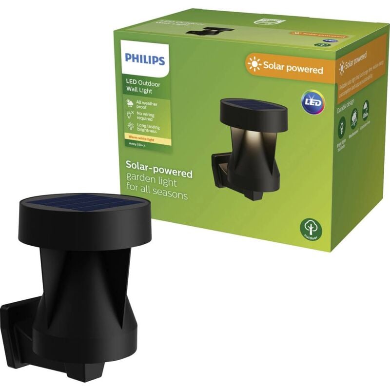 foto del prodotto philips led avery 929004658901 lampada solare da parete per esterno con rilevatore di movimento led monocolore 1.8 w