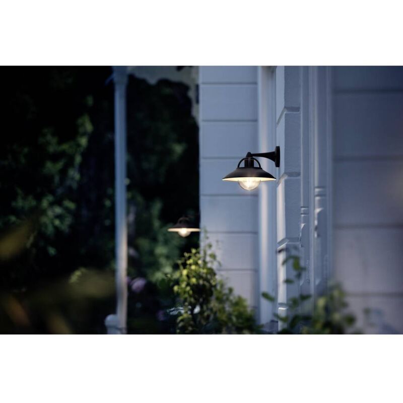 foto del prodotto philips led comorant 1738130pn lampada da parete per esterno led monocolore e27 42 w nero
