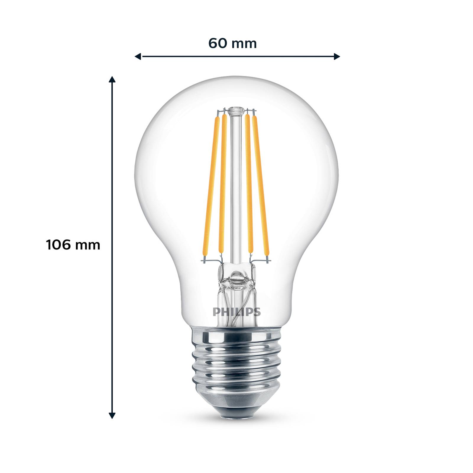 foto del prodotto philips led e27 7w 850lm 4.000k trasparente 3x