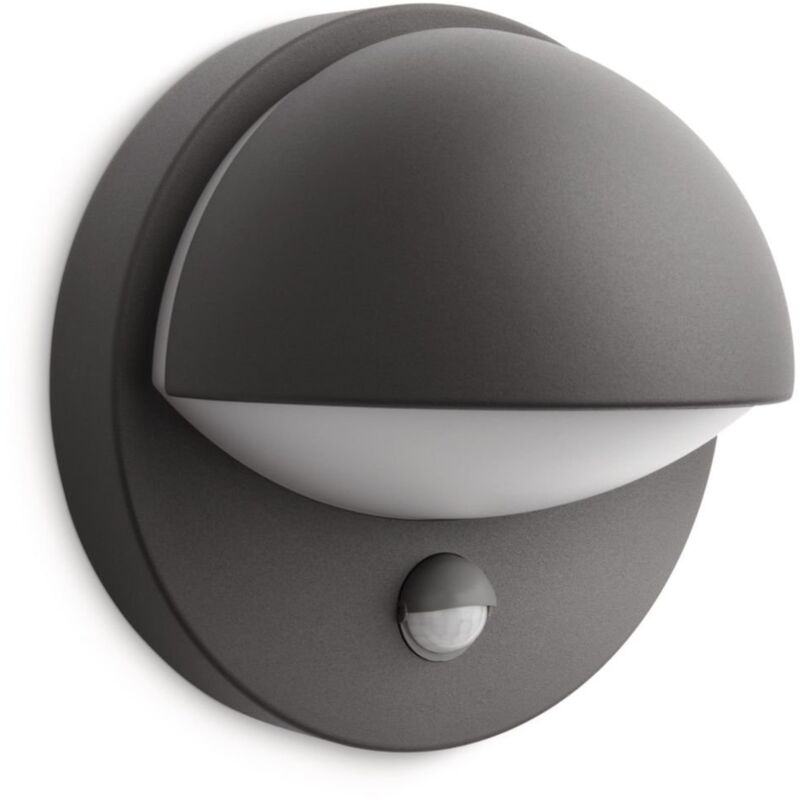foto del prodotto philips led june, lampada a parete, per esterni, attacco e27, con sensore di movimento, lampadina inclusa, ip44, antracite