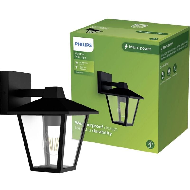 foto del prodotto philips led kinno 929004141201 lampada da parete per esterno e27 nero