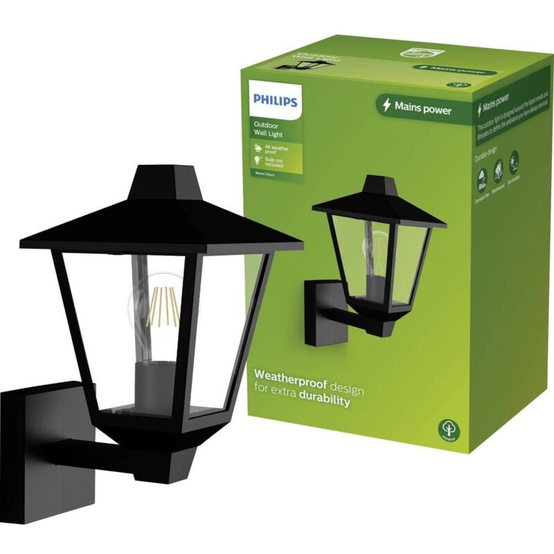 foto del prodotto philips led kinno 929004141301 lampada da parete per esterno e27 nero