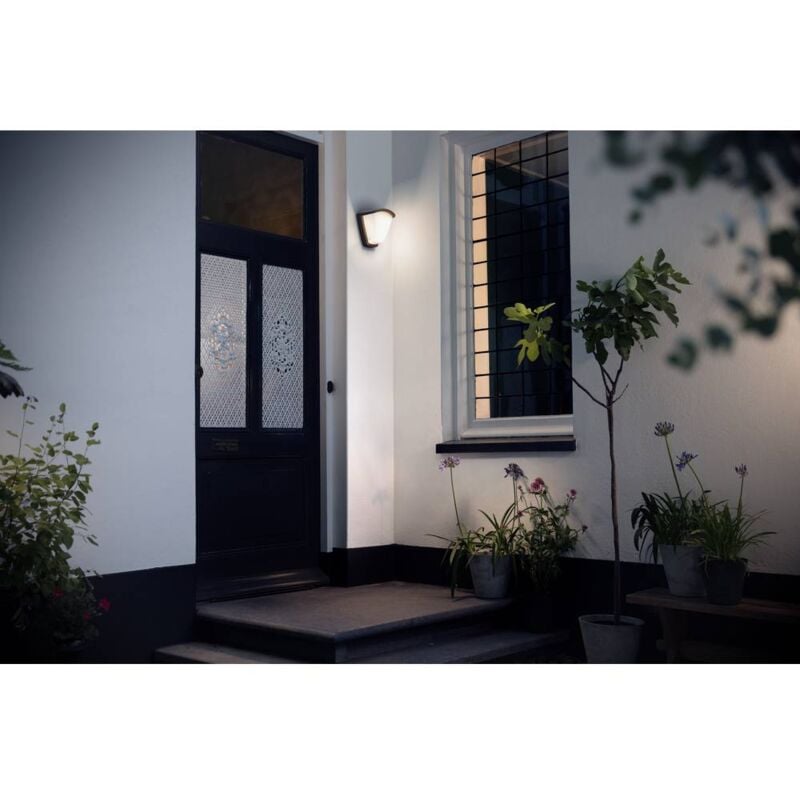 foto del prodotto philips led kiskadee 1738393pn lampada da parete per esterno led monocolore e27 42 w antracite