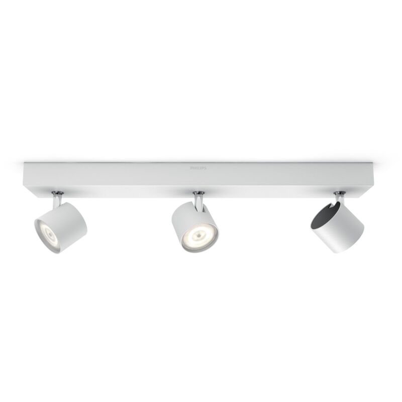 foto del prodotto philips lighting faretti star, 3 punti luce orientabili, led integrato, 5w, base rettangolare, bianco