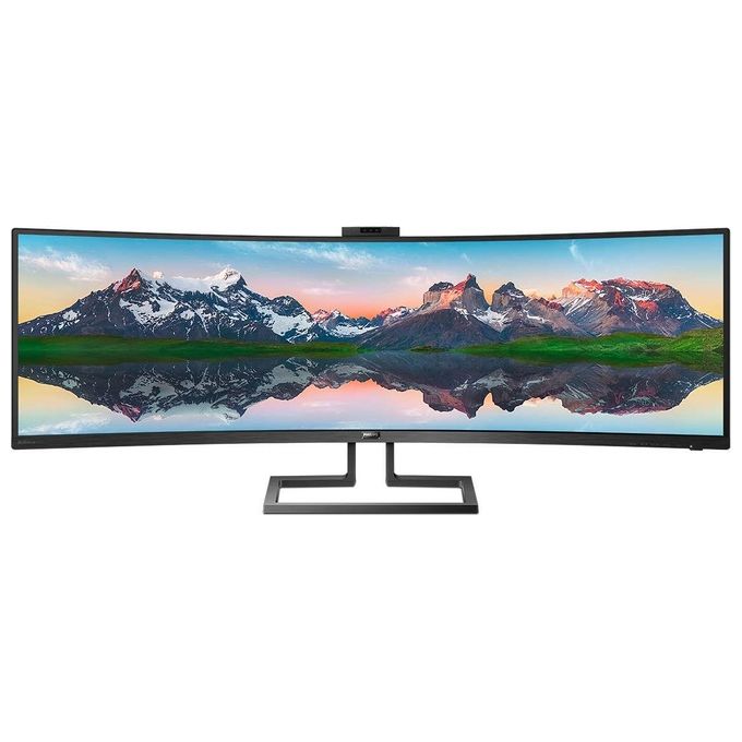 foto del prodotto philips monitor curvo 49'', 499p9h, gaming superwide 32:9, risoluzione 5120*1440, adaptive sync, hdr 400, multiview con kvm switch integrato, docking station usb-c, microfono, low blue, vesa, nero