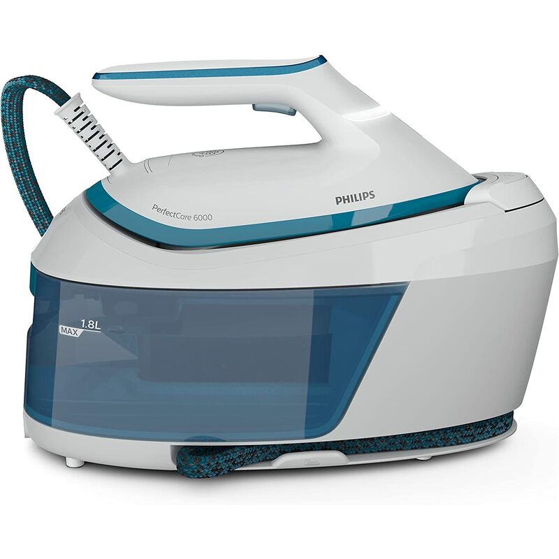 foto del prodotto philips - perfectcare serie 6000 generatore di vapore - 2400 w, 500 g di colpo di vapore, 6,5 bar di pressione, tecnologia optimaltemp, serbatoio da 1,8 l, bianco/blu (psg6022/20)