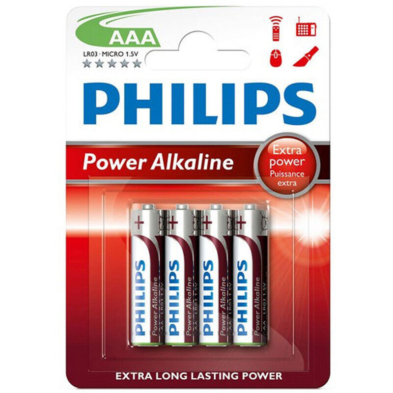 foto del prodotto philips pfralatn aaa fralatn alcalini 1,5 1,5v fralatn lotto di 4 multi multiuso 10, 10,5x44,5 mm