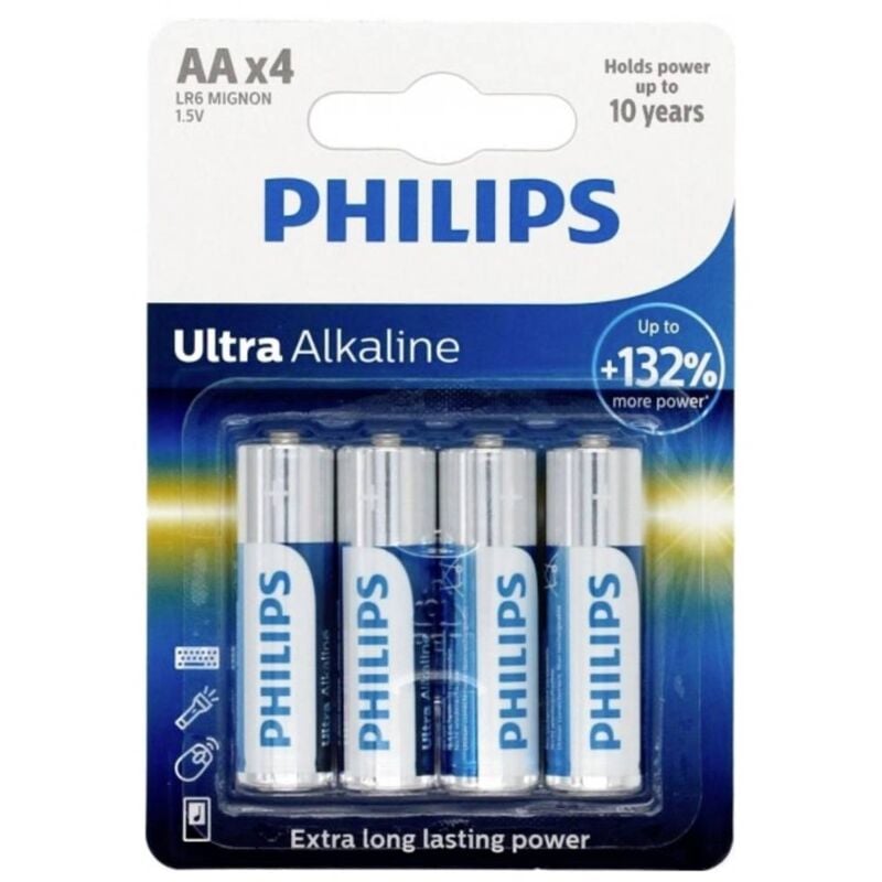 foto del prodotto philips ultra lr6 batteria stilo aa alcalina manganese 1.5 v 4 pz.