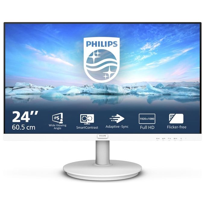 foto del prodotto philips v line 241v8aw-00 led display 23.8'' 1920x1080 pixel full hd lcd bianco