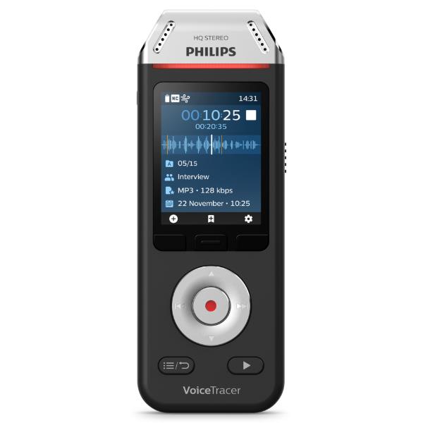 foto del prodotto philips voice tracer dvt2110 00 dittafono flash card nero, cromo