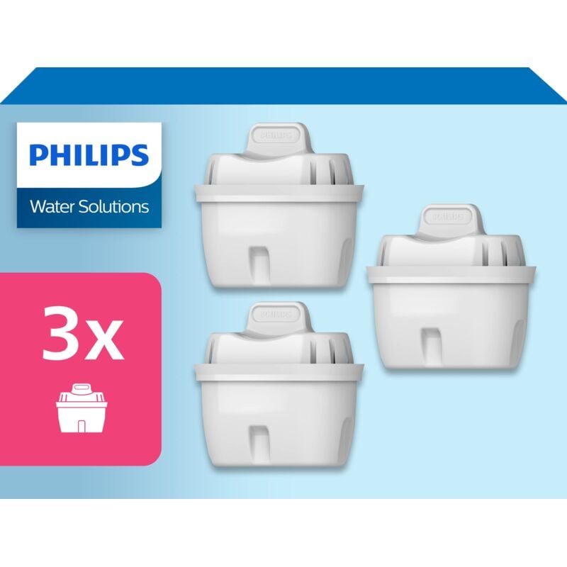 foto del prodotto philips water cartucce filtranti sostitutive filtrazione avanzata, 3 unit , compatibili con brita, riducono microplastica, cloro, calcare, metalli