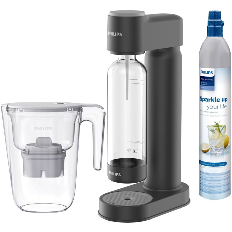 foto del prodotto philips water kit completo gasatore gozero colore nero caraffa filtrante da 2,6 litri