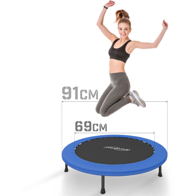 foto del prodotto physionics trampolino elastico diametro 91 cm, pieghevole, interno e esterno tappeto elastico per adulti, rebounder trampoline, jumping fitness,